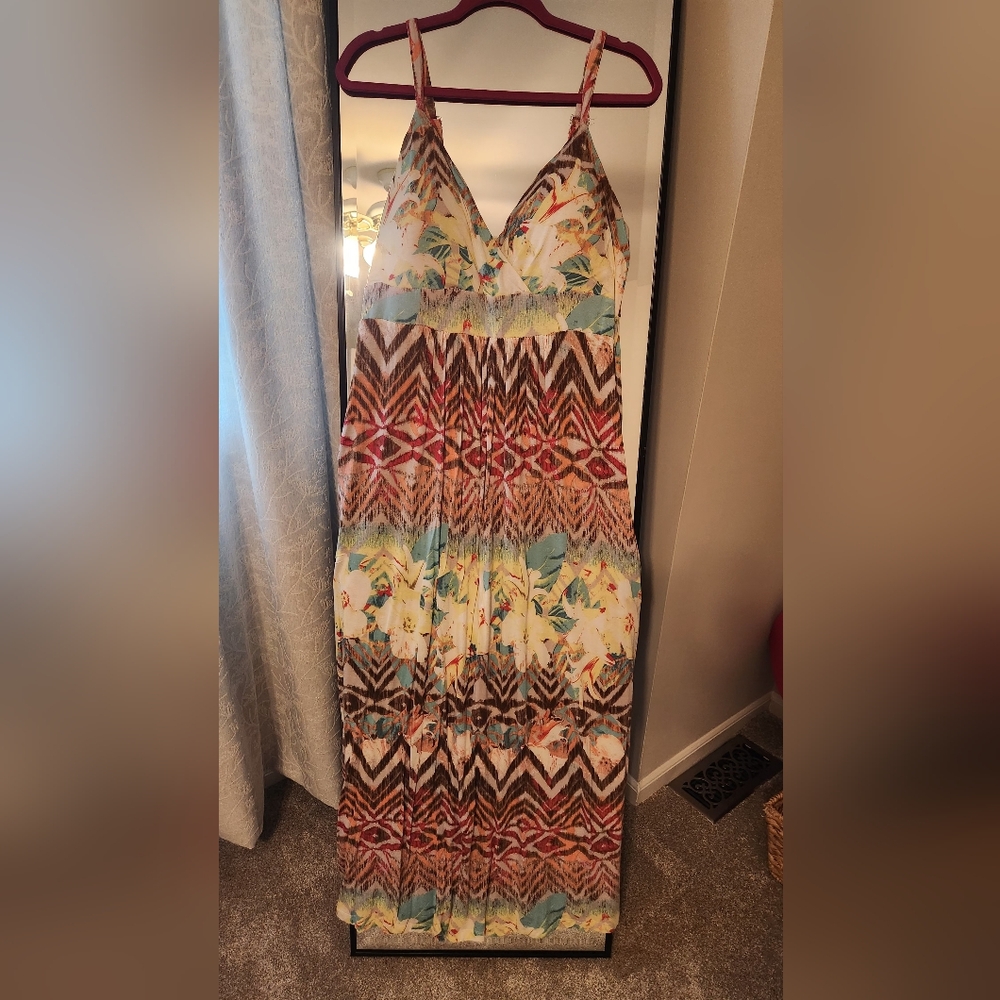 American Rag Striped Dress with Floral Accents
